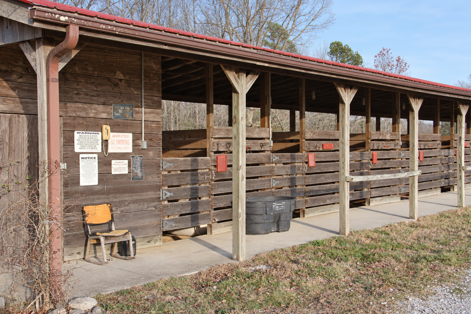 Covered horse stalls available with select Laurel Creek Properties rentals
